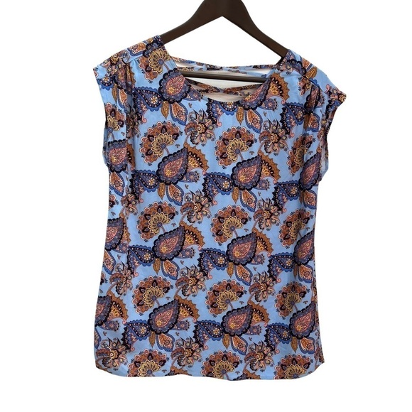 Nwt Soya Concept💙Blue Paisley Print Cap Sleeve Top Size S - Picture 1 of 9